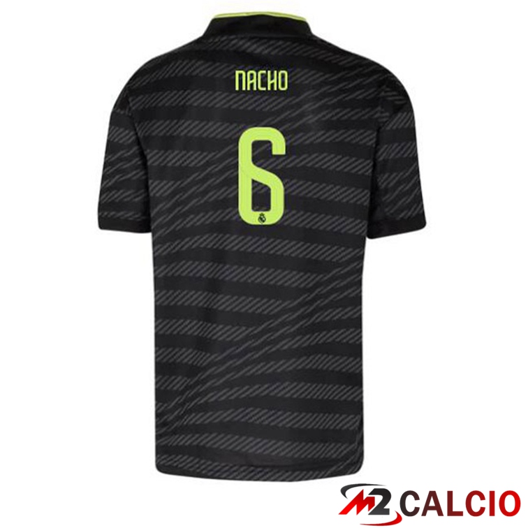 Maglie Calcio Personalizzate,Tute Calcio Squadre,Maglia Nazionale Italiana Calcio | Maglie Calcio Real Madrid (Nacho 6) Terza Nero 2022/2023