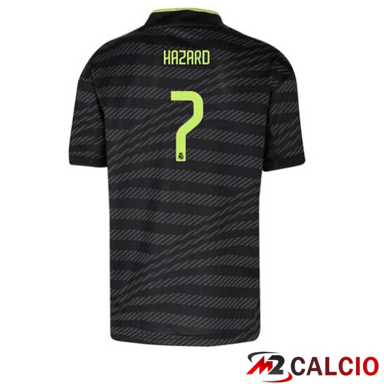 Maglie Calcio Personalizzate,Tute Calcio Squadre,Maglia Nazionale Italiana Calcio | Maglie Calcio Real Madrid (Hazard 7) Terza Nero 2022/2023