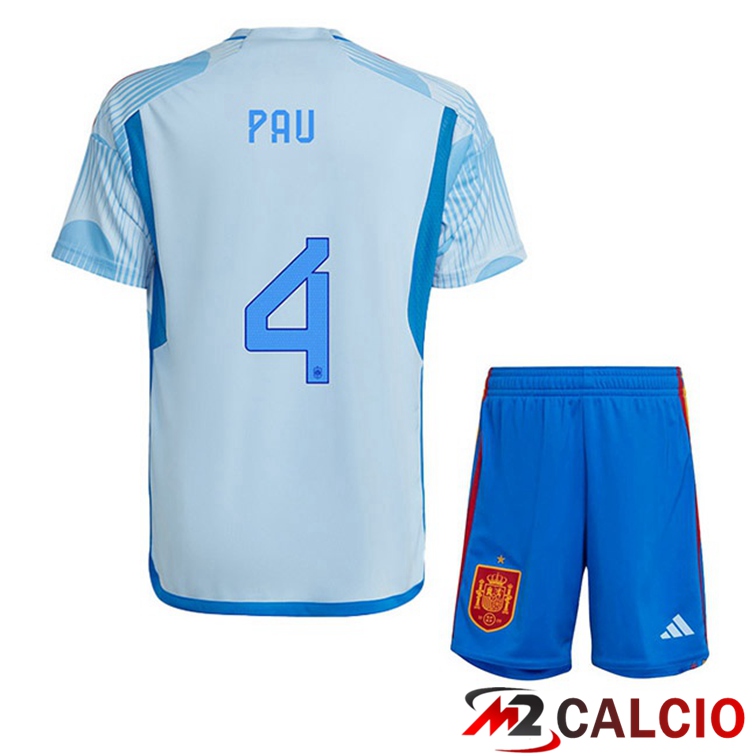Maglie Calcio Personalizzate,Tute Calcio Squadre,Maglia Nazionale Italiana Calcio | Maglie Calcio Spagna (PAU 4) Bambino Seconda Blu Bianco Coppa Del Mondo 2022