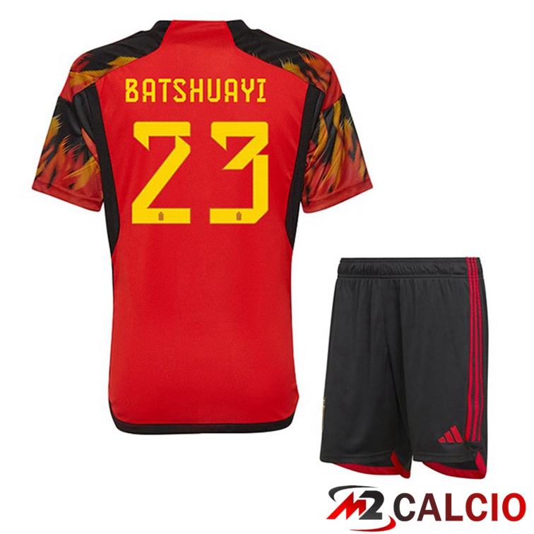 Maglie Calcio Personalizzate,Tute Calcio Squadre,Maglia Nazionale Italiana Calcio | Maglie Calcio Belgio (BATSHUAYI 23) Bambino Prima Rosso Coppa Del Mondo 2022