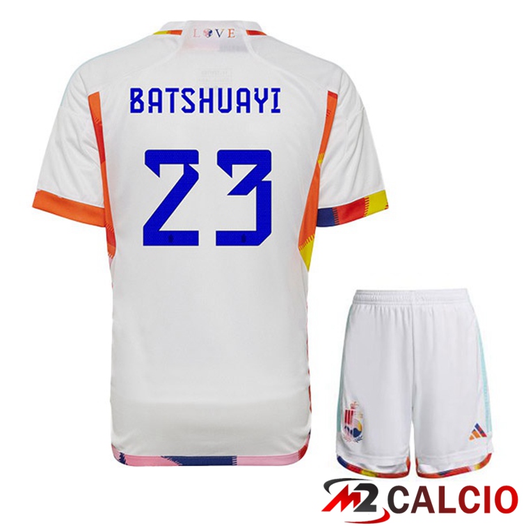 Maglie Calcio Personalizzate,Tute Calcio Squadre,Maglia Nazionale Italiana Calcio | Maglie Calcio Belgio (BATSHUAYI 23) Bambino Seconda Bianco Coppa Del Mondo 2022