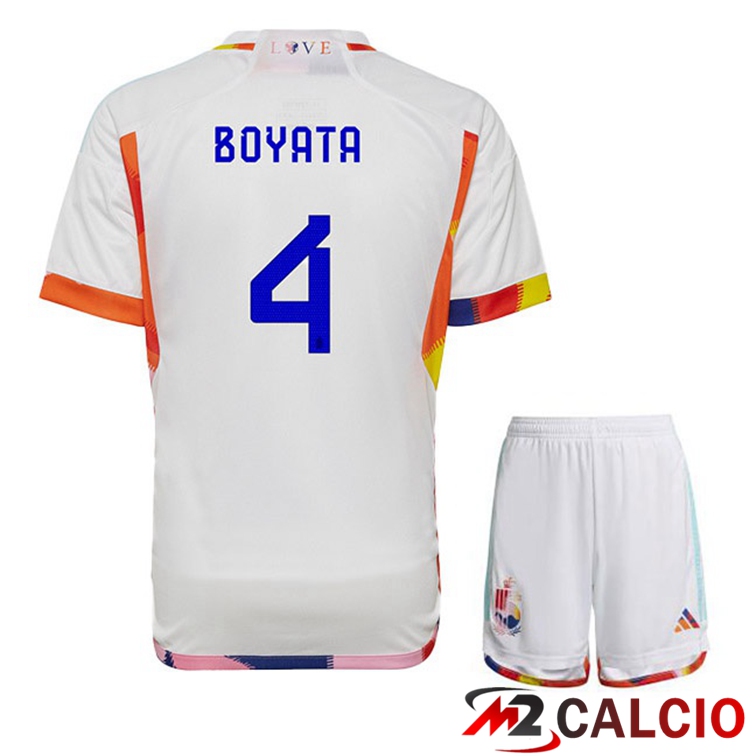 Maglie Calcio Personalizzate,Tute Calcio Squadre,Maglia Nazionale Italiana Calcio | Maglie Calcio Belgio (BOYATA 4) Bambino Seconda Bianco Coppa Del Mondo 2022