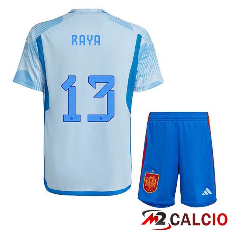 Maglie Calcio Spagna (RAYA 13) Bambino Seconda Blu Bianco 2022/2023