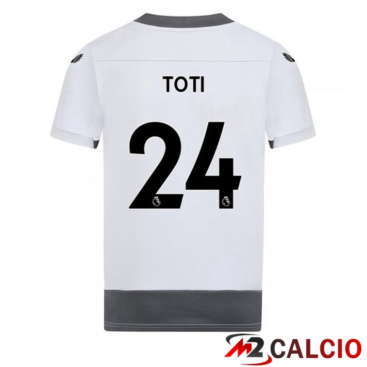 Maglie Calcio Personalizzate,Tute Calcio Squadre,Maglia Nazionale Italiana Calcio | Maglie Calcio Wolves (TOTI 24) Terza Bianco Grigio 2022/2023