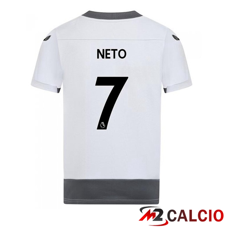 Maglie Calcio Personalizzate,Tute Calcio Squadre,Maglia Nazionale Italiana Calcio | Maglie Calcio Wolves (NETO 7) Terza Bianco Grigio 2022/2023