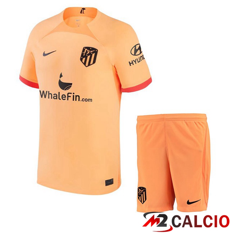 Maglie Calcio Personalizzate,Tute Calcio Squadre,Maglia Nazionale Italiana Calcio | Maglie Calcio Atletico Madrid Bambino Terza Arancione 2022/2023