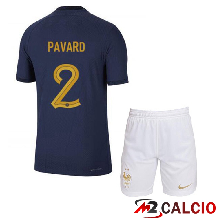 Maglie Calcio Personalizzate,Tute Calcio Squadre,Maglia Nazionale Italiana Calcio | Maglie Calcio Francia (PAVARD 2) Bambino Prima Blu Royal Coppa Del Mondo 2022