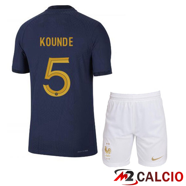 Maglie Calcio Personalizzate,Tute Calcio Squadre,Maglia Nazionale Italiana Calcio | Maglie Calcio Francia (KOUNDE 5) Bambino Prima Blu Royal Coppa Del Mondo 2022