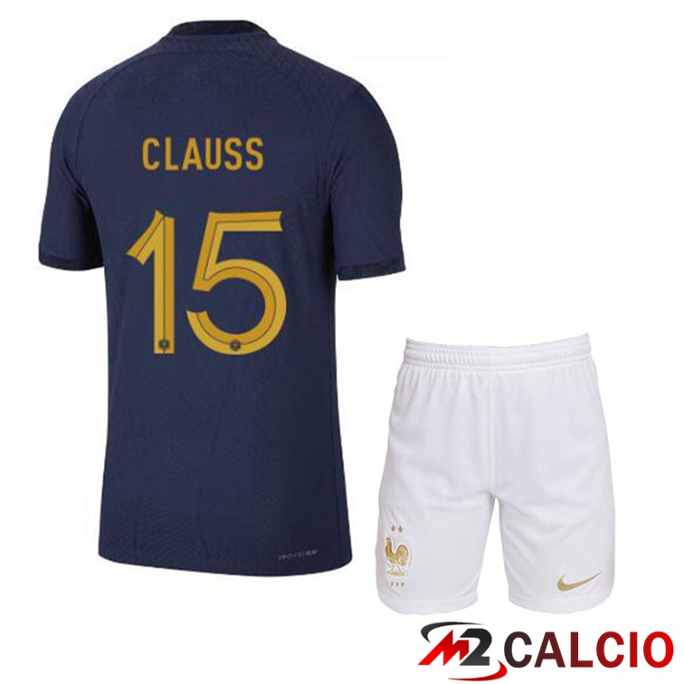 Maglie Calcio Personalizzate,Tute Calcio Squadre,Maglia Nazionale Italiana Calcio | Maglie Calcio Francia (CLAUSS 15) Bambino Prima Blu Royal Coppa Del Mondo 2022