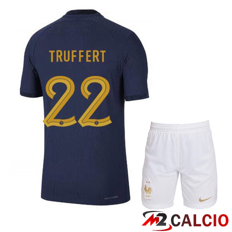 Maglie Calcio Personalizzate,Tute Calcio Squadre,Maglia Nazionale Italiana Calcio | Maglie Calcio Francia (TRUFFERT 22) Bambino Prima Blu Royal Coppa Del Mondo 2022