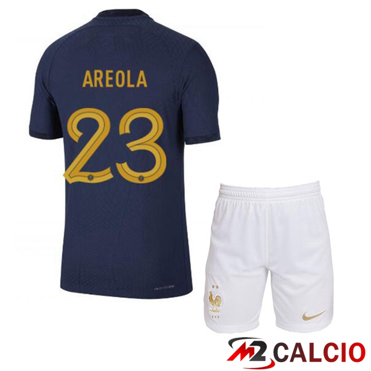 Maglie Calcio Personalizzate,Tute Calcio Squadre,Maglia Nazionale Italiana Calcio | Maglie Calcio Francia (AREOLA 23) Bambino Prima Blu Royal Coppa Del Mondo 2022