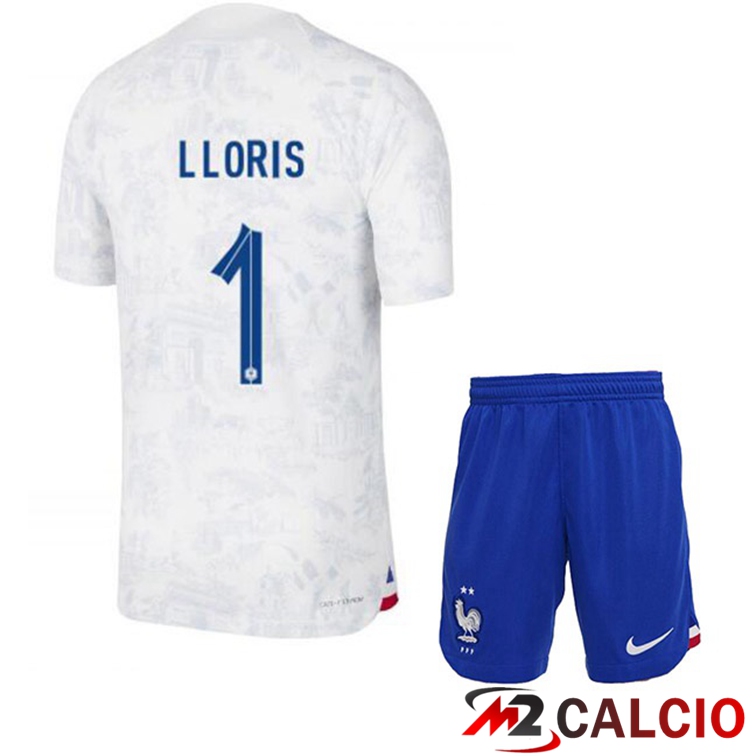 Maglie Calcio Personalizzate,Tute Calcio Squadre,Maglia Nazionale Italiana Calcio | Maglie Calcio Francia (LLORIS 1) Bambino Seconda Bianco Coppa Del Mondo 2022