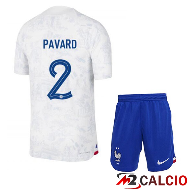 Maglie Calcio Personalizzate,Tute Calcio Squadre,Maglia Nazionale Italiana Calcio | Maglie Calcio Francia (PAVARD 2) Bambino Seconda Bianco Coppa Del Mondo 2022