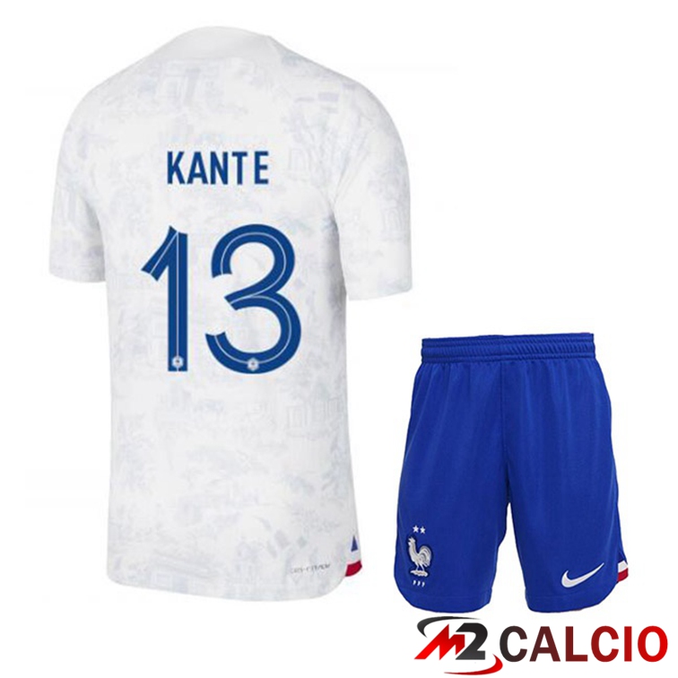 Maglie Calcio Personalizzate,Tute Calcio Squadre,Maglia Nazionale Italiana Calcio | Maglie Calcio Francia (KANTE 13) Bambino Seconda Bianco Coppa Del Mondo 2022