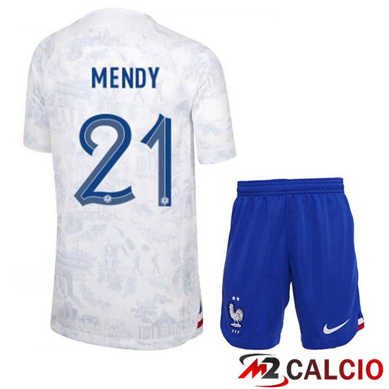 Maglie Calcio Personalizzate,Tute Calcio Squadre,Maglia Nazionale Italiana Calcio | Maglie Calcio Francia (MENDY 21) Bambino Seconda Bianco Coppa Del Mondo 2022