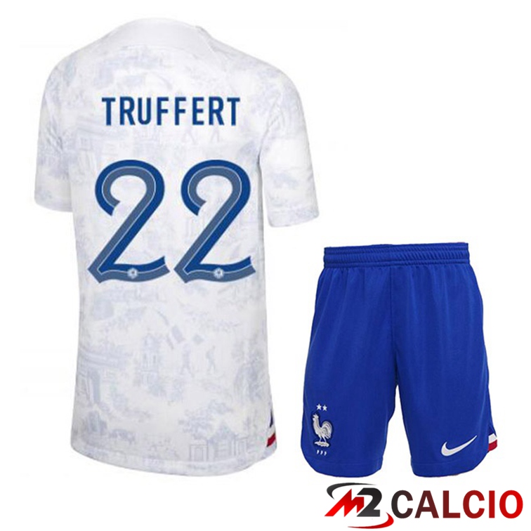 Maglie Calcio Personalizzate,Tute Calcio Squadre,Maglia Nazionale Italiana Calcio | Maglie Calcio Francia (TRUFFERT 22) Bambino Seconda Bianco Coppa Del Mondo 2022