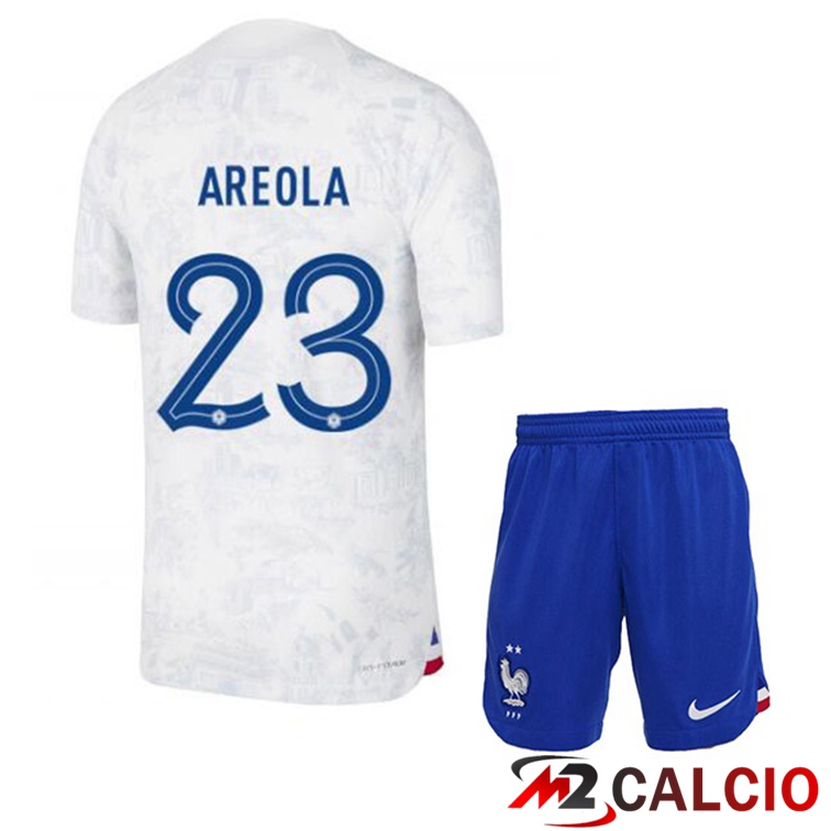 Maglie Calcio Personalizzate,Tute Calcio Squadre,Maglia Nazionale Italiana Calcio | Maglie Calcio Francia (AREOLA 23) Bambino Seconda Bianco Coppa Del Mondo 2022