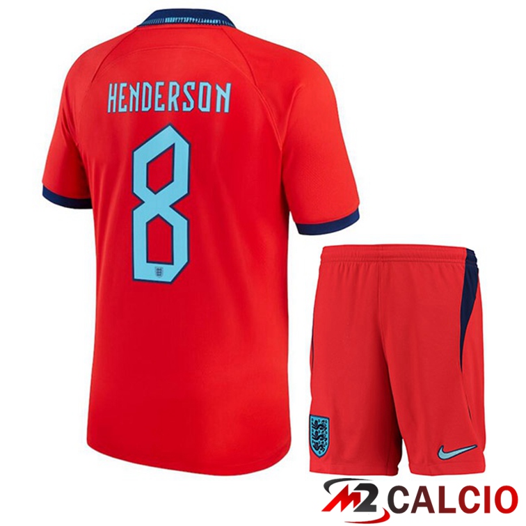 Maglie Calcio Personalizzate,Tute Calcio Squadre,Maglia Nazionale Italiana Calcio | Maglie Calcio Inghilterra (HENDERSON 8) Bambino Seconda Rosso Coppa Del Mondo 2022