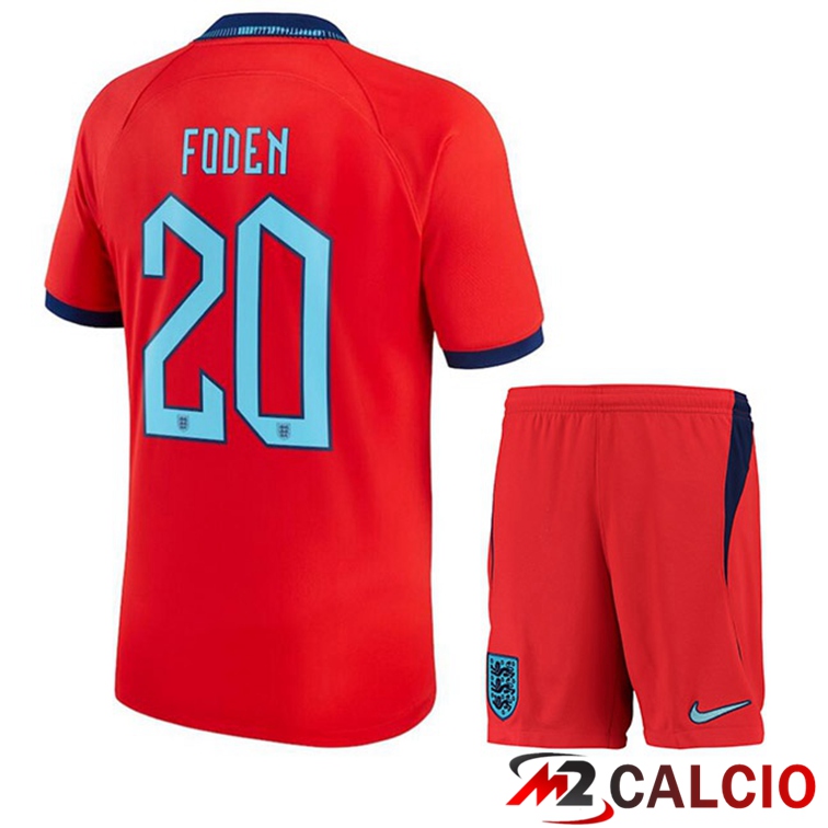 Maglie Calcio Personalizzate,Tute Calcio Squadre,Maglia Nazionale Italiana Calcio | Maglie Calcio Inghilterra (FODEN 20) Bambino Seconda Rosso Coppa Del Mondo 2022