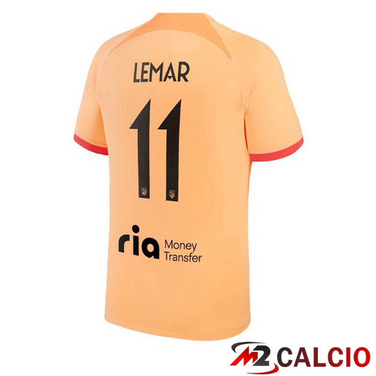 Maglie Calcio Personalizzate,Tute Calcio Squadre,Maglia Nazionale Italiana Calcio | Maglie Calcio Atletico Madrid (LEMAR 11) Terza Arancione 2022/2023