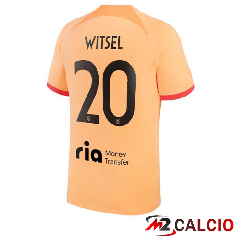 Maglie Calcio Personalizzate,Tute Calcio Squadre,Maglia Nazionale Italiana Calcio | Maglie Calcio Atletico Madrid (WITSEL 20) Terza Arancione 2022/2023