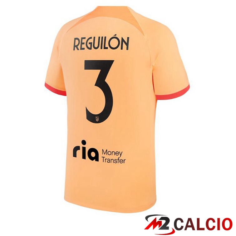 Maglie Calcio Personalizzate,Tute Calcio Squadre,Maglia Nazionale Italiana Calcio | Maglie Calcio Atletico Madrid (REGUILÓN 3) Terza Arancione 2022/2023