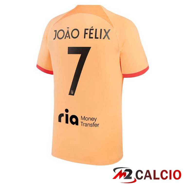 Maglie Calcio Personalizzate,Tute Calcio Squadre,Maglia Nazionale Italiana Calcio | Maglie Calcio Atletico Madrid (JOÃO FÉLIX 7) Terza Arancione 2022/2023