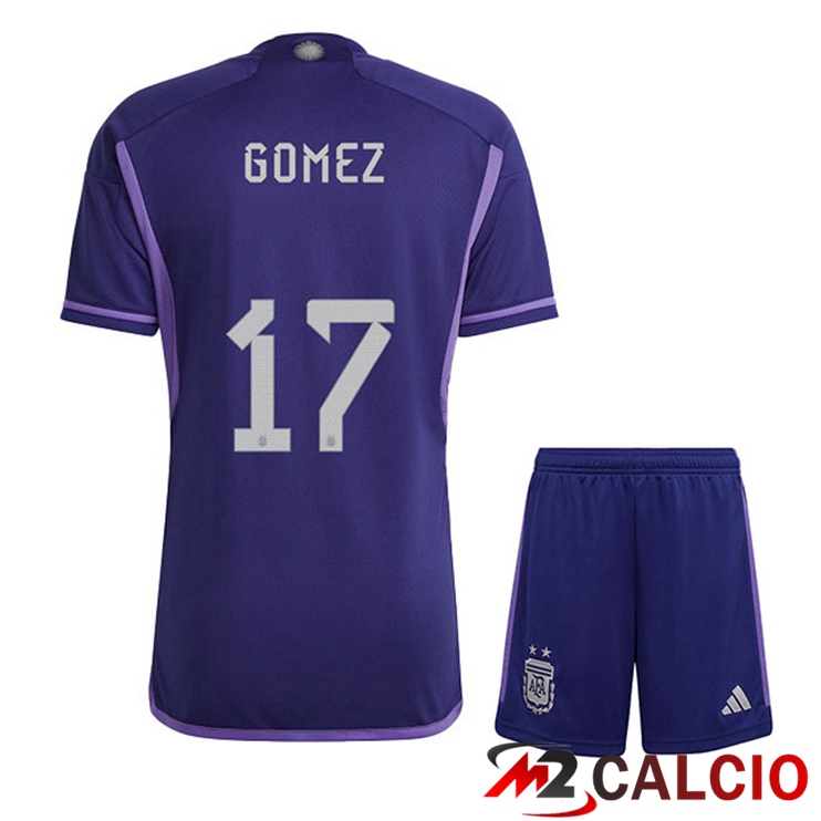 Maglie Calcio Personalizzate,Tute Calcio Squadre,Maglia Nazionale Italiana Calcio | Maglie Calcio Argentina (GOMEZ 17) Bambino Seconda Viola Coppa Del Mondo 2022