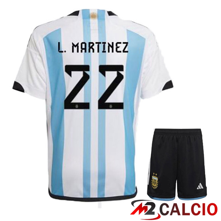 Maglie Calcio Personalizzate,Tute Calcio Squadre,Maglia Nazionale Italiana Calcio | Maglie Calcio Argentina (L. MARTINEZ 22) Bambino Prima Blu Bianco Coppa Del Mondo 2022