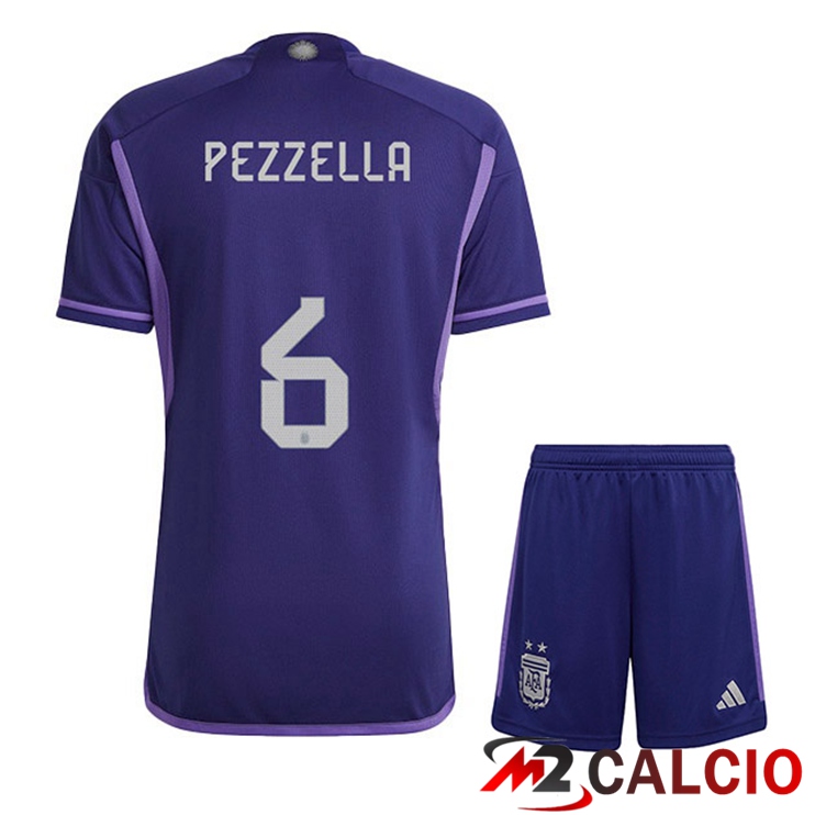 Maglie Calcio Personalizzate,Tute Calcio Squadre,Maglia Nazionale Italiana Calcio | Maglie Calcio Argentina (PEZZELLA 6) Bambino Seconda Viola Coppa Del Mondo 2022