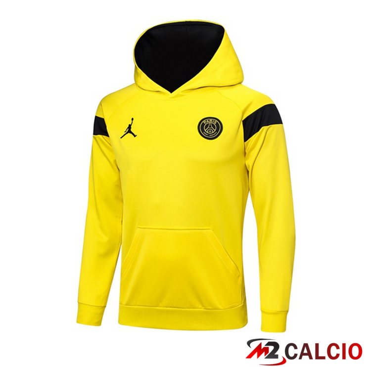 Maglie Calcio Personalizzate,Tute Calcio Squadre,Maglia Nazionale Italiana Calcio | Felpa Cappuccio Paris PSG Giallo 2023/2024