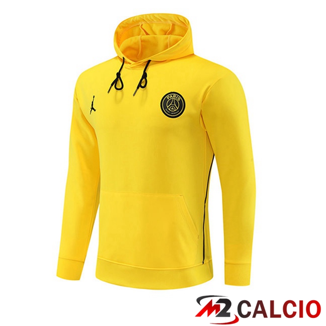 Maglie Calcio Personalizzate,Tute Calcio Squadre,Maglia Nazionale Italiana Calcio | Felpa Cappuccio JORDAN Paris PSG Giallo 2023/2024