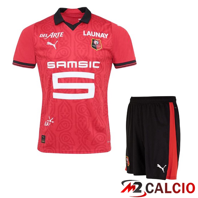 Maglie Calcio Personalizzate,Tute Calcio Squadre,Maglia Nazionale Italiana Calcio | Maglia Calcio Stade Rennais Bambino Prima Rosso 2023/2024