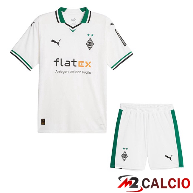 Maglie Calcio Personalizzate,Tute Calcio Squadre,Maglia Nazionale Italiana Calcio | Maglia Calcio Monchengladbach Bambino Prima Bianco 2023/2024