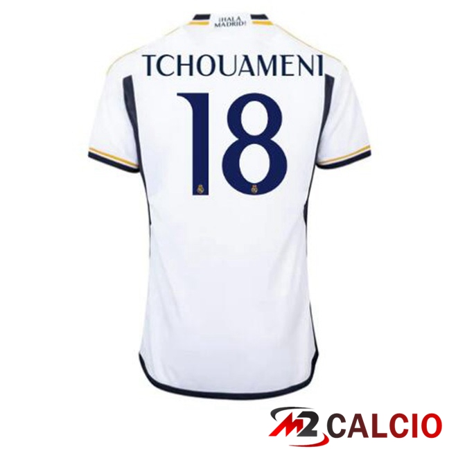Maglie Calcio Personalizzate,Tute Calcio Squadre,Maglia Nazionale Italiana Calcio | Maglie Calcio Real Madrid (Tchouameni 18) Prima Bianco 2023/2024