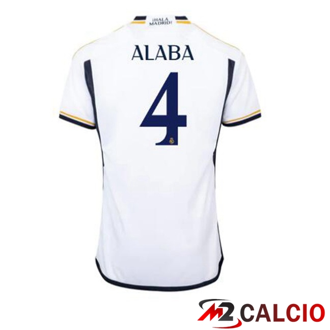 Maglie Calcio Personalizzate,Tute Calcio Squadre,Maglia Nazionale Italiana Calcio | Maglie Calcio Real Madrid (Alaba 4) Prima Bianco 2023/2024