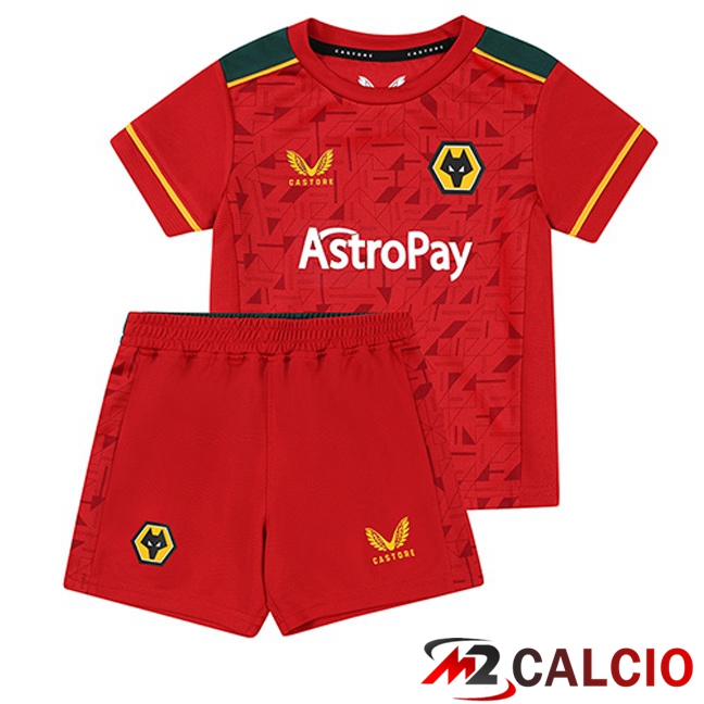 Maglie Calcio Personalizzate,Tute Calcio Squadre,Maglia Nazionale Italiana Calcio | Maglie Calcio Wolves Bambino Seconda Rosso 2023/2024