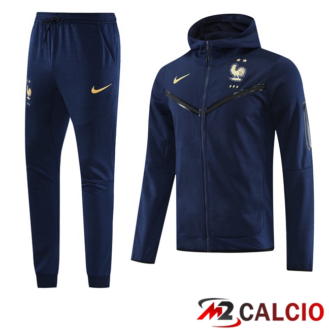 Maglie Calcio Personalizzate,Tute Calcio Squadre,Maglia Nazionale Italiana Calcio | Insieme Giacca Con Cappuccio Tuta Francia Blu Reale 2023/2024