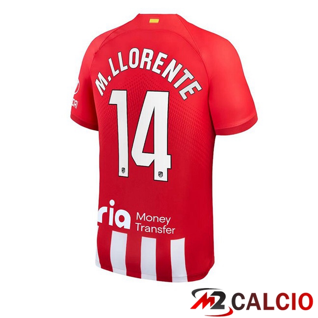 Maglie Calcio Personalizzate,Tute Calcio Squadre,Maglia Nazionale Italiana Calcio | Maglie Calcio Atletico Madrid (M. Llorente 14) Prima Rosso 2023/2024
