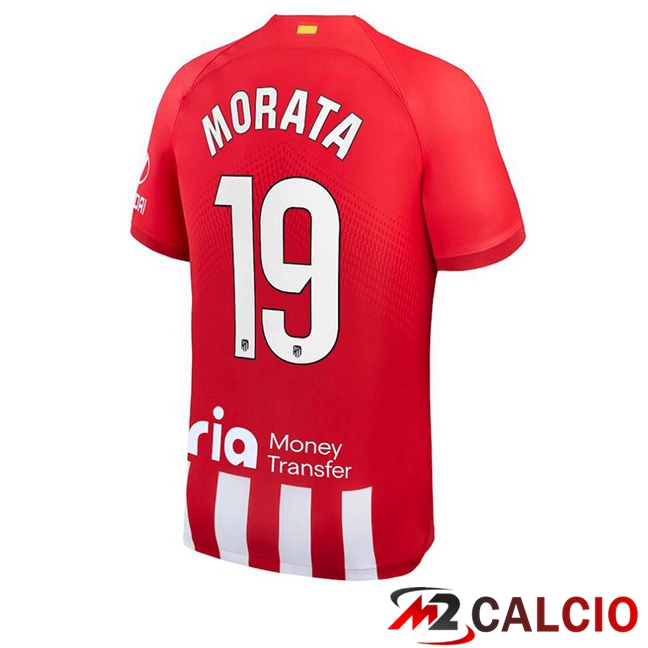 Maglie Calcio Personalizzate,Tute Calcio Squadre,Maglia Nazionale Italiana Calcio | Maglie Calcio Atletico Madrid (Morata 19) Prima Rosso 2023/2024