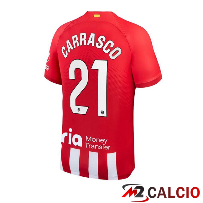 Maglie Calcio Personalizzate,Tute Calcio Squadre,Maglia Nazionale Italiana Calcio | Maglie Calcio Atletico Madrid (Carrasco 21) Prima Rosso 2023/2024