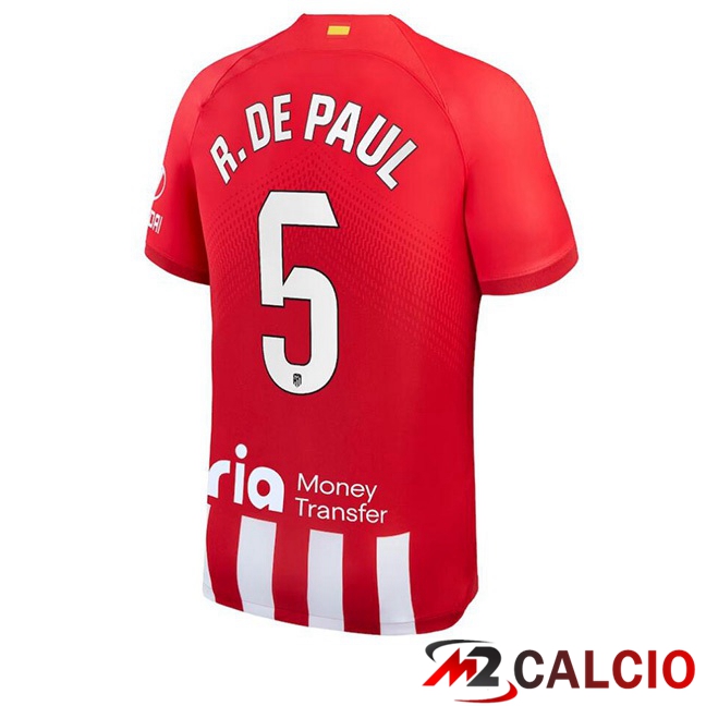 Maglie Calcio Personalizzate,Tute Calcio Squadre,Maglia Nazionale Italiana Calcio | Maglie Calcio Atletico Madrid (R. De Paul 5) Prima Rosso 2023/2024