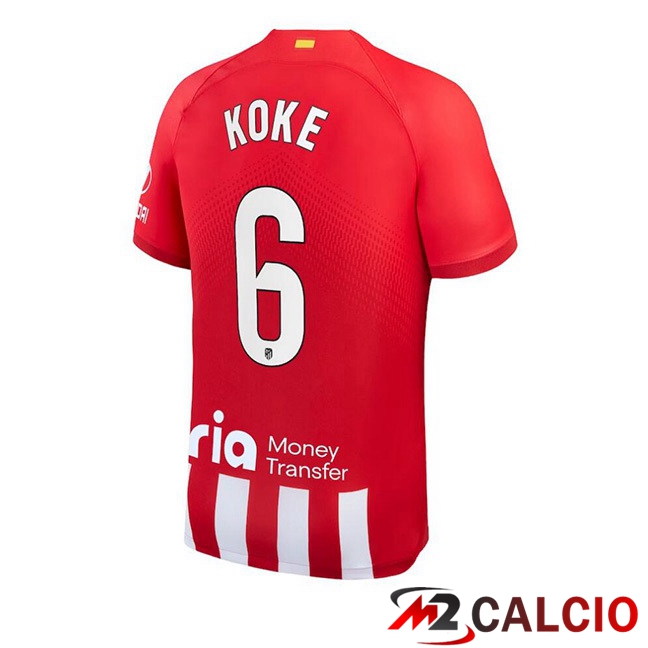 Maglie Calcio Personalizzate,Tute Calcio Squadre,Maglia Nazionale Italiana Calcio | Maglie Calcio Atletico Madrid (Koke 6) Prima Rosso 2023/2024