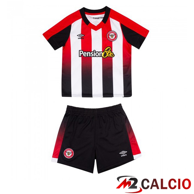 Maglie Calcio Brentford FC Bambino Prima Rosso Bianco 2023/2025
