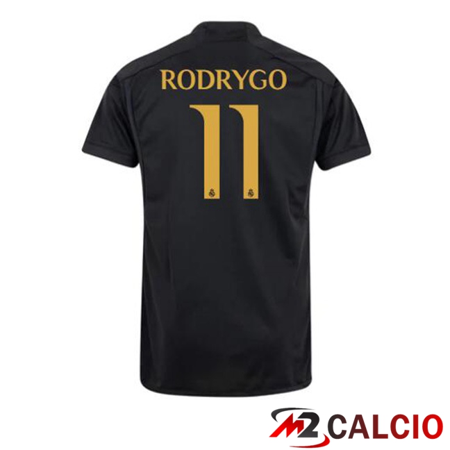 Maglie Calcio Personalizzate,Tute Calcio Squadre,Maglia Nazionale Italiana Calcio | Maglie Calcio Real Madrid (Rodrygo 11) Terza Nero 2023/2024