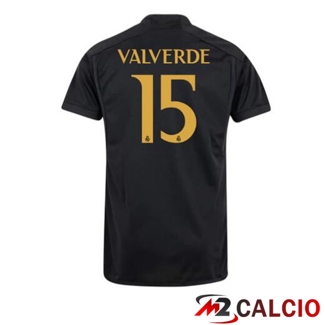 Maglie Calcio Personalizzate,Tute Calcio Squadre,Maglia Nazionale Italiana Calcio | Maglie Calcio Real Madrid (Valverde 15) Terza Nero 2023/2024
