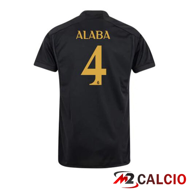 Maglie Calcio Personalizzate,Tute Calcio Squadre,Maglia Nazionale Italiana Calcio | Maglie Calcio Real Madrid (Alaba 4) Terza Nero 2023/2024