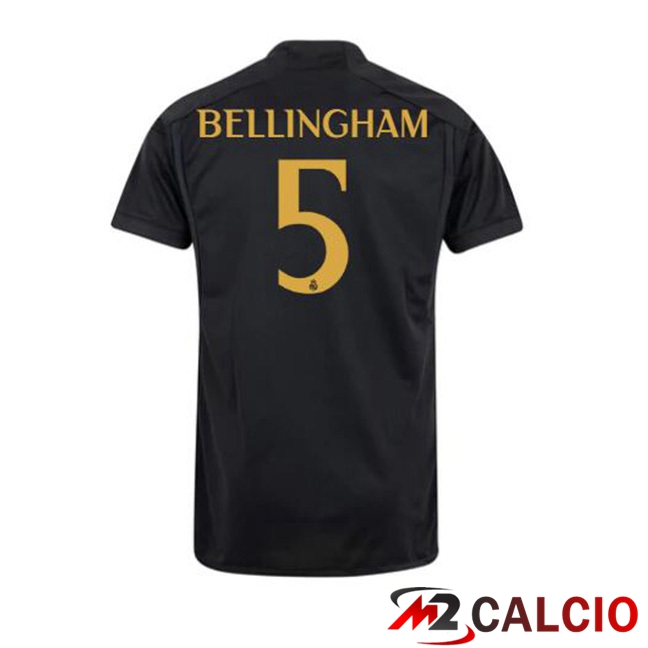 Maglie Calcio Personalizzate,Tute Calcio Squadre,Maglia Nazionale Italiana Calcio | Maglie Calcio Real Madrid (Bellingham 5) Terza Nero 2023/2024