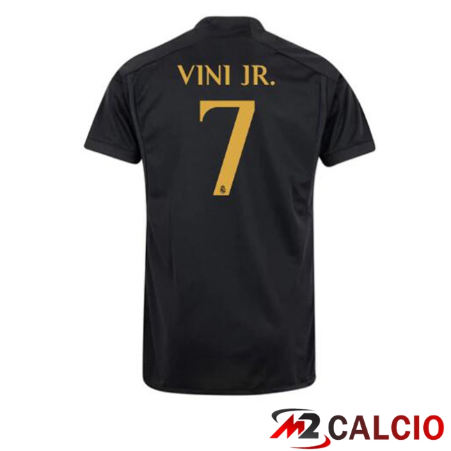 Maglie Calcio Personalizzate,Tute Calcio Squadre,Maglia Nazionale Italiana Calcio | Maglie Calcio Real Madrid (Vini Jr. 7) Terza Nero 2023/2024