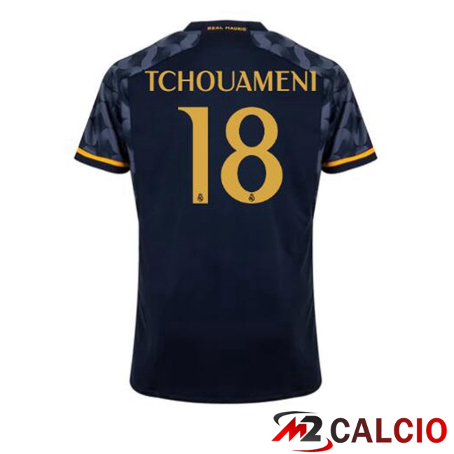 Maglie Calcio Personalizzate,Tute Calcio Squadre,Maglia Nazionale Italiana Calcio | Maglie Calcio Real Madrid (Tchouameni 18) Seconda Blu Reale 2023/2024